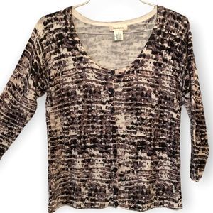 Linda Lucia Animal Print 3/4 Sleeve Soft Cardigan M